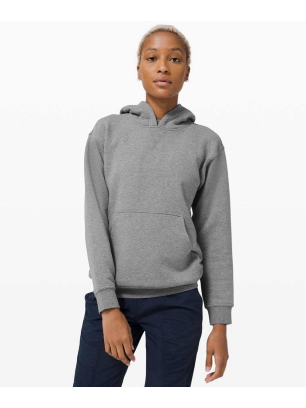 Lululemon All Yours Hoodie Heathered Grey Size 14 Pullover Sweatshirt LW3DVBS